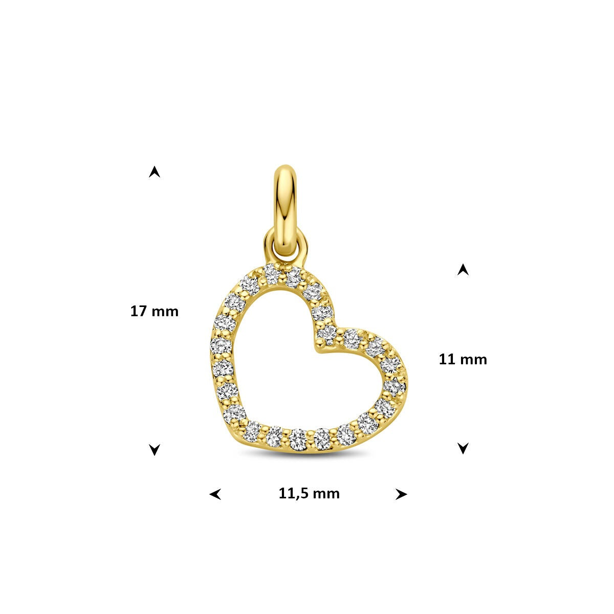 14k żółte złoto wisiorek w kształcie serca z diamentem hodowanym w laboratorium