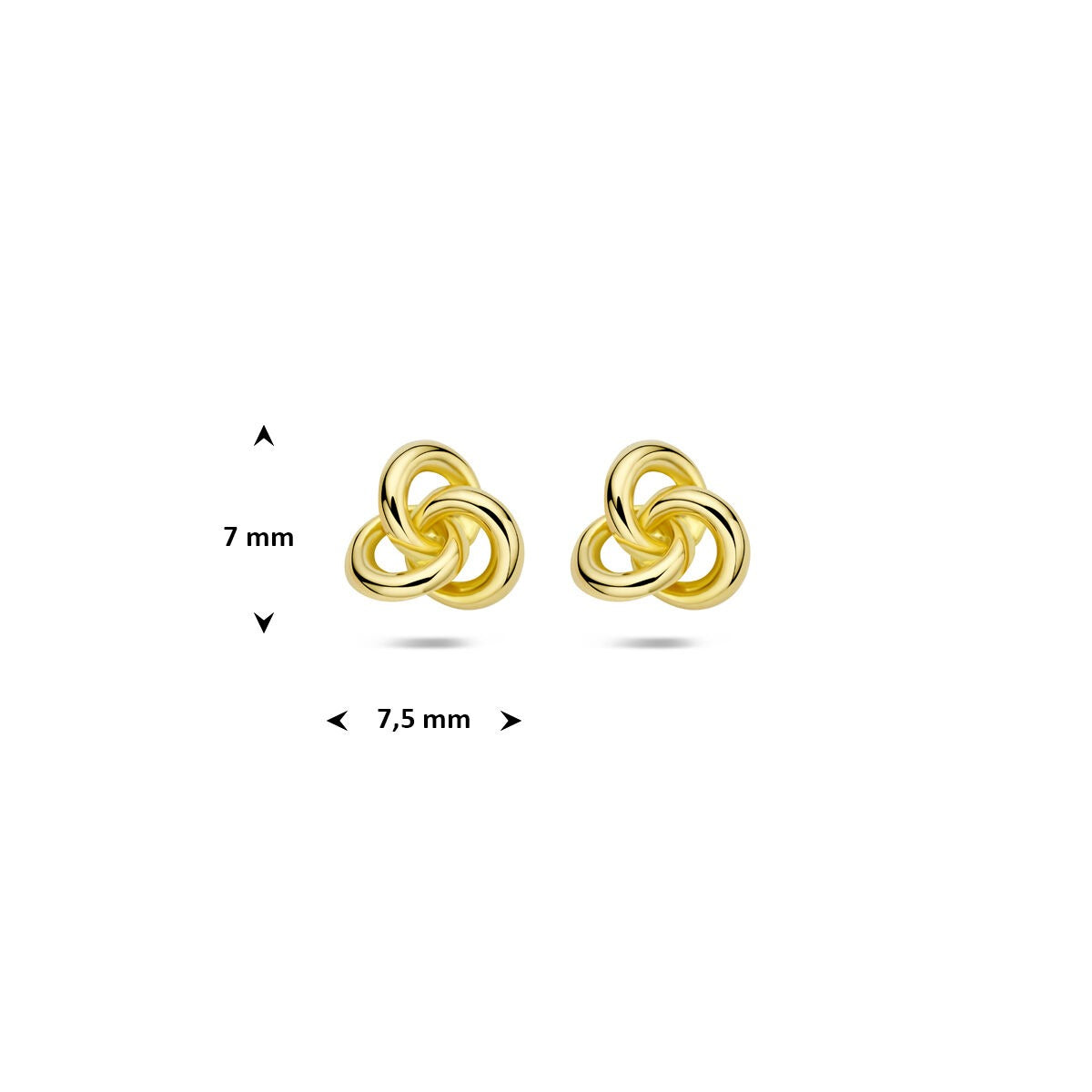 Żółte złoto kolczyki wkrętki z węzłem – 14k