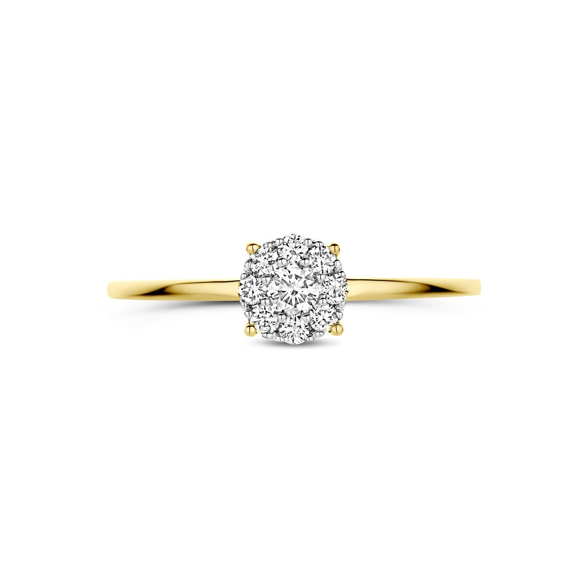 pierścionek z białego i żółtego złota z diamentem 0.19ct
