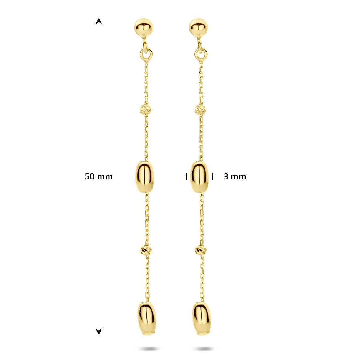 14k Żółte Złoto Kolczyki 50 mm