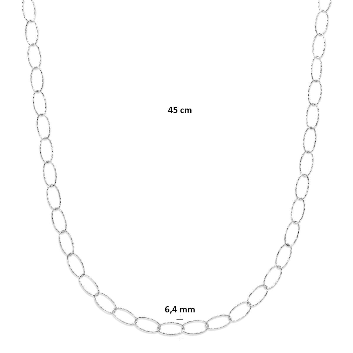 Gerhodynowany srebrny damski naszyjnik ogniwo kotwicy 6,4 mm 45 cm