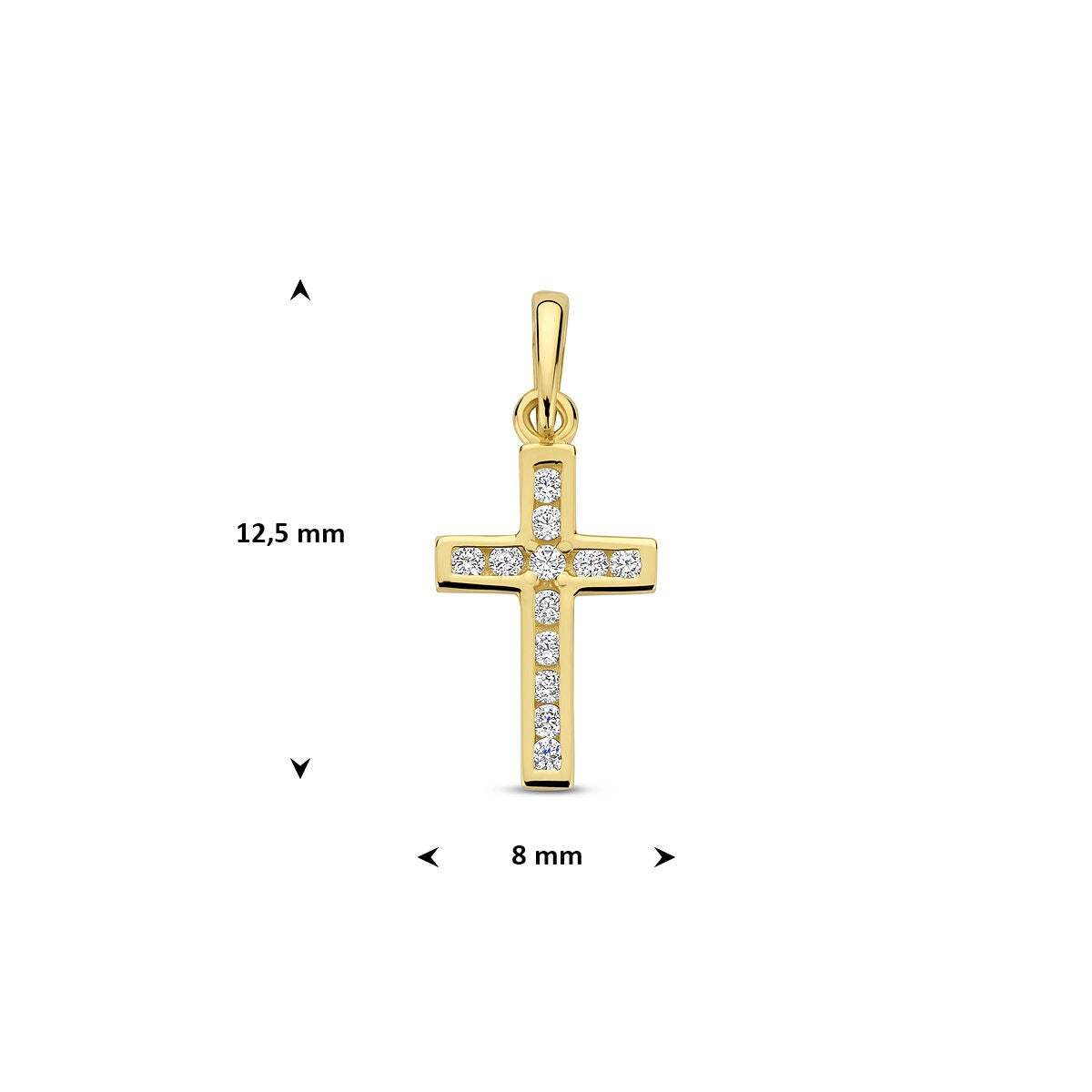 Żółte złoto krzyż wisiorek z cyrkonią – 14k