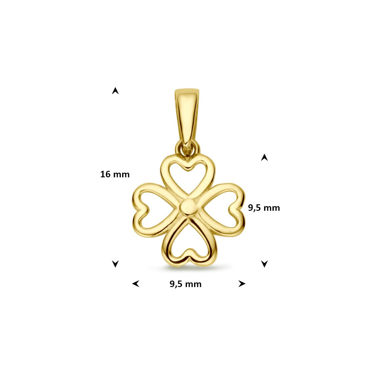14k żółte złoto wisiorek w kształcie koniczyny – symbol szczęścia