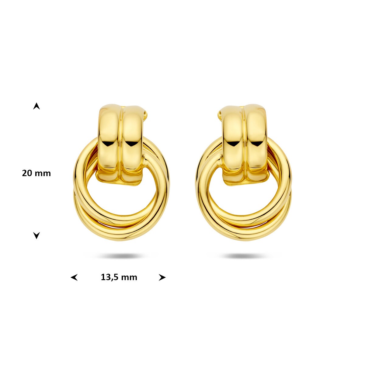 Pozłacane 925 srebrne kolczyki wkrętki 20 x 13.5 mm