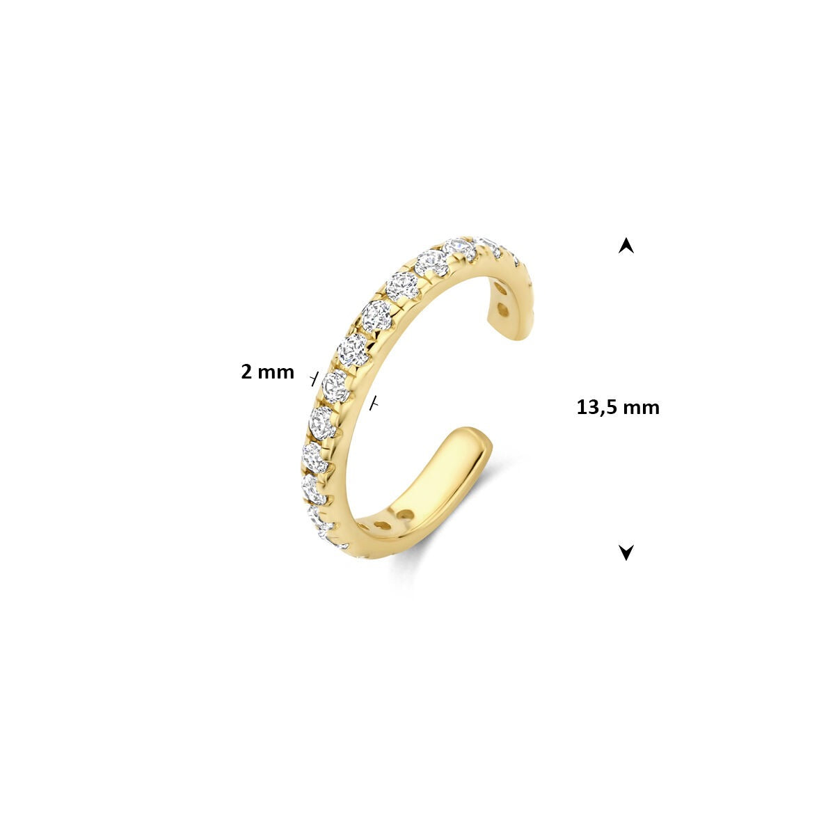 14k Żółte Złoto Kolczyk Cuff z Cyrkonią