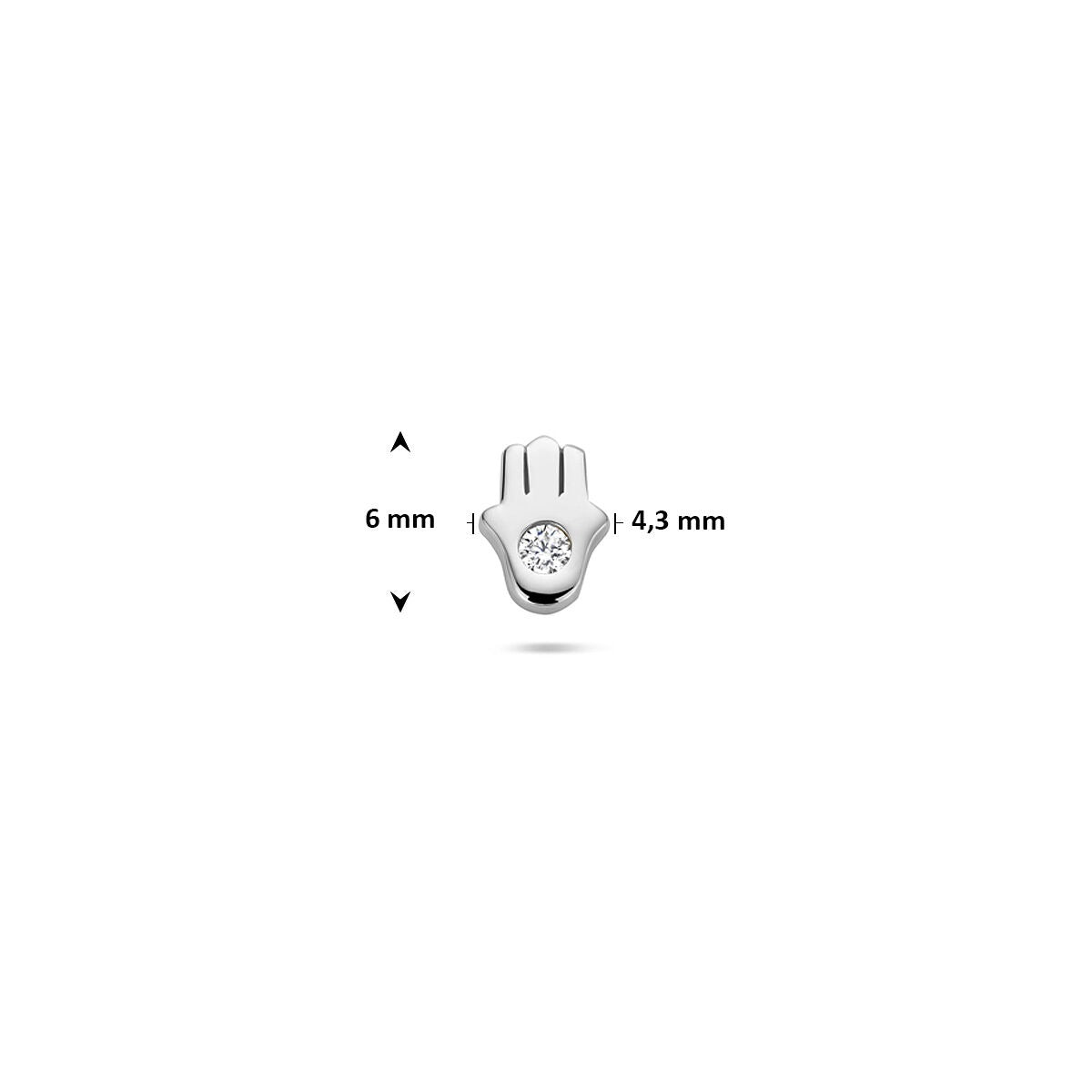 Srebrny piercing flat back Dłoń Fatimy – rodowany 925 z cyrkonią