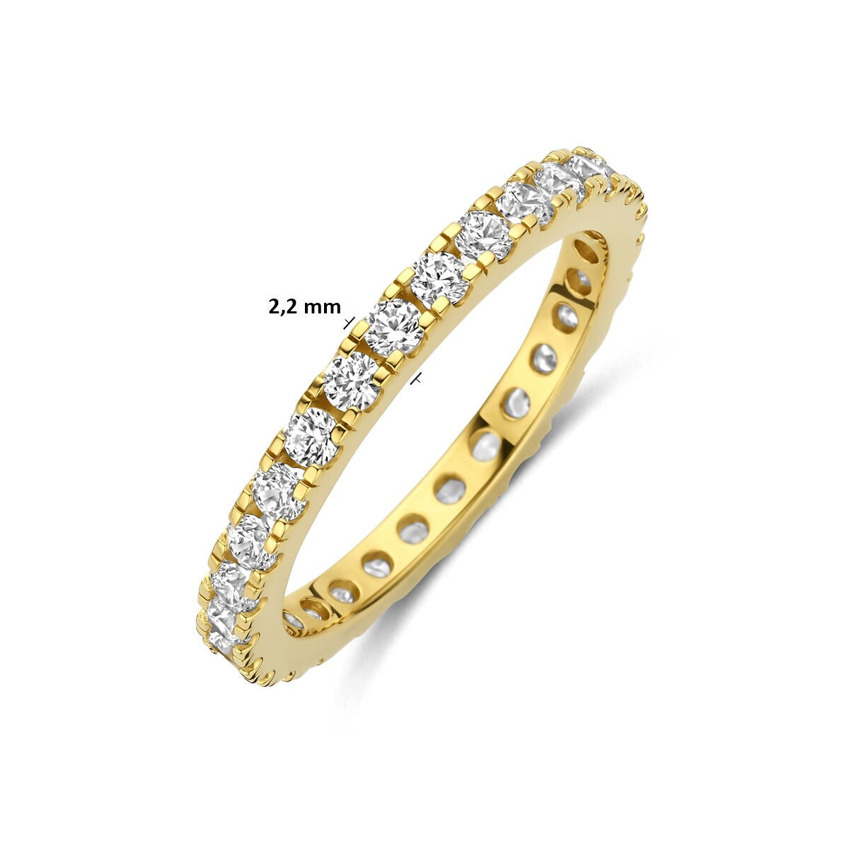 Pozłacany pierścionek srebrny 925 z cyrkonią 2.2 mm
