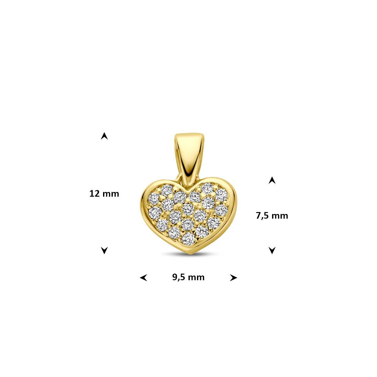 14k żółte złoto wisiorek w kształcie serca z diamentem hodowanym w laboratorium