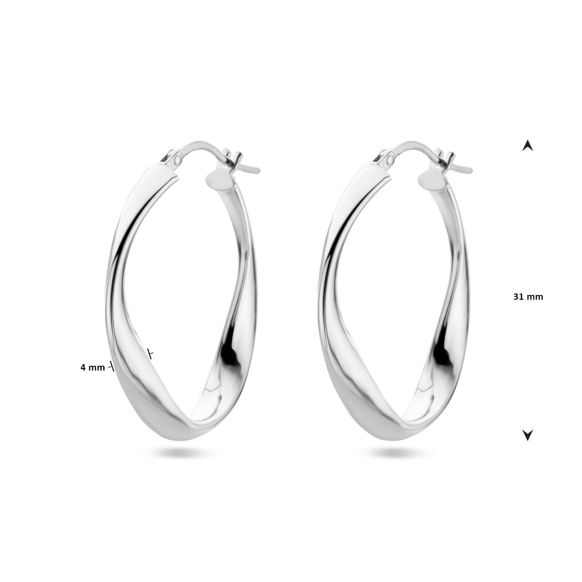 Srebrne damskie kolczyki – rodowane 31 mm