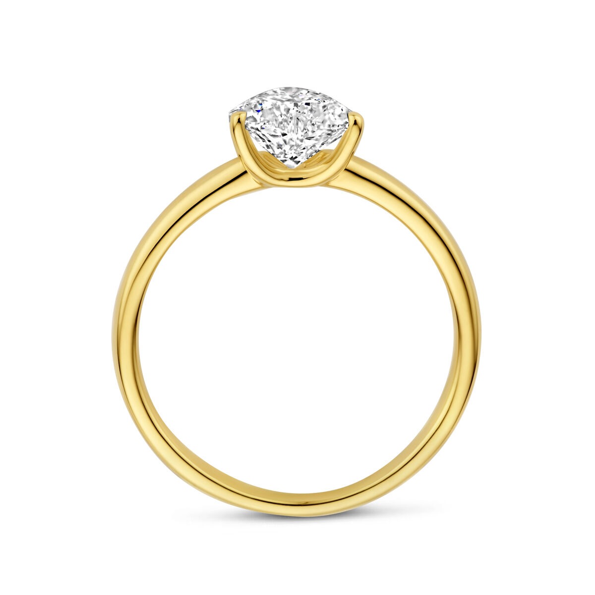 14k Żółte złoto pierścionek z sercowym lab grown diamentem 1.00ct
