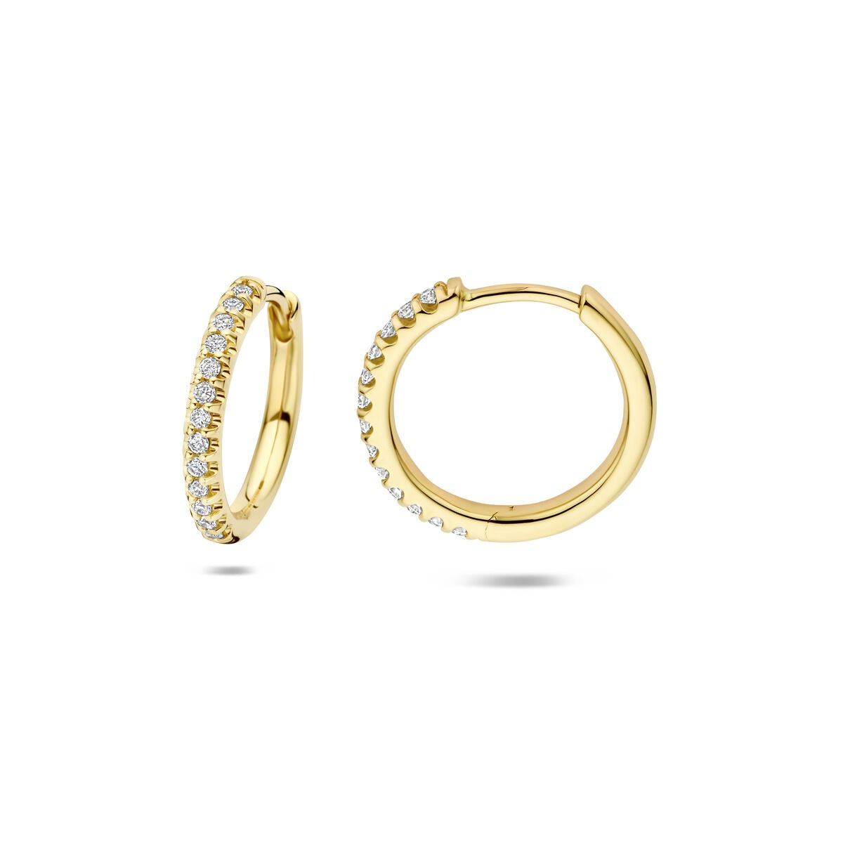 14k Żółte złoto kolczyki koła z diamentami hodowanymi w laboratorium – 14.5x2 mm damskie kolczyki