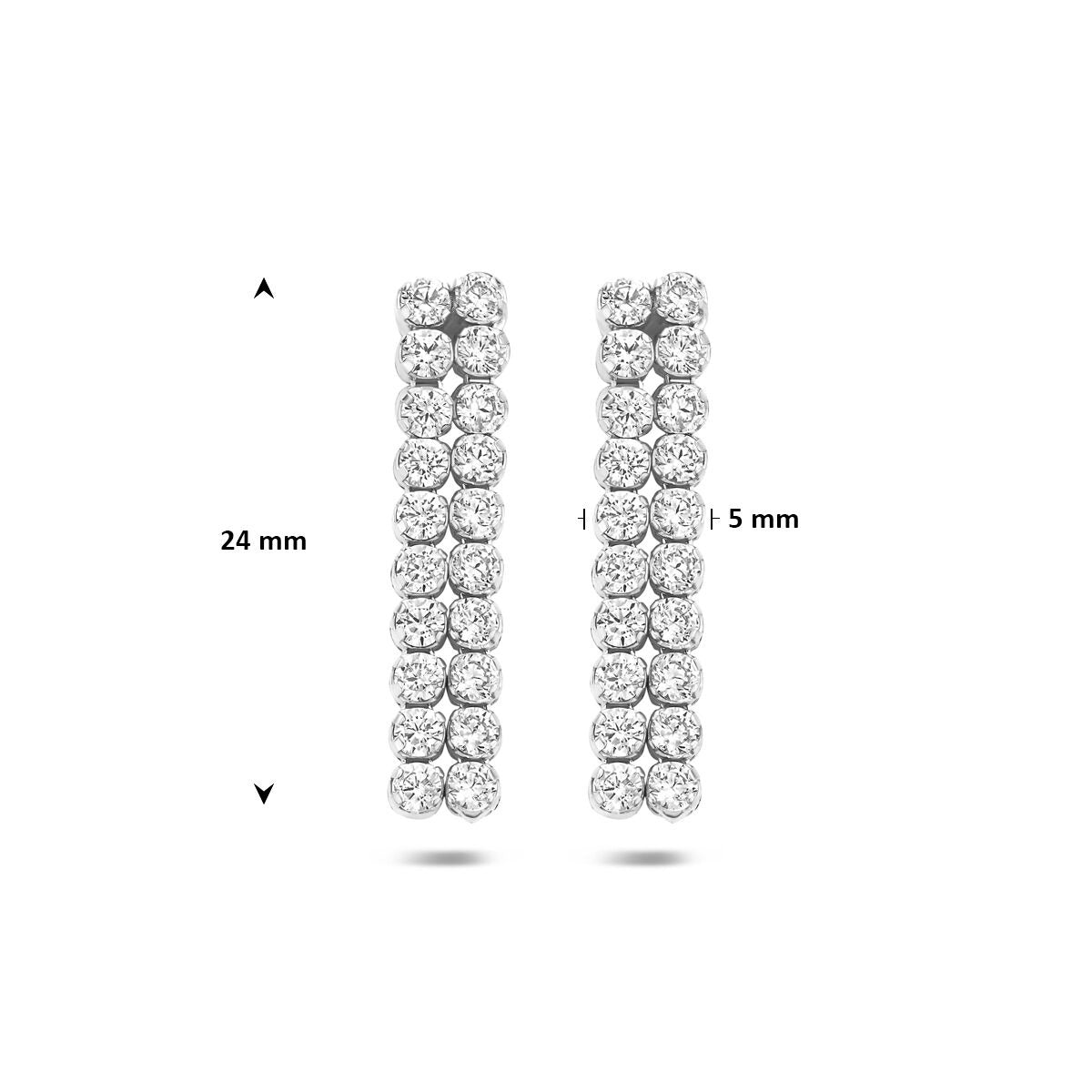 Rodowane 925 srebrne kolczyki z cyrkonią 24 x 5 mm