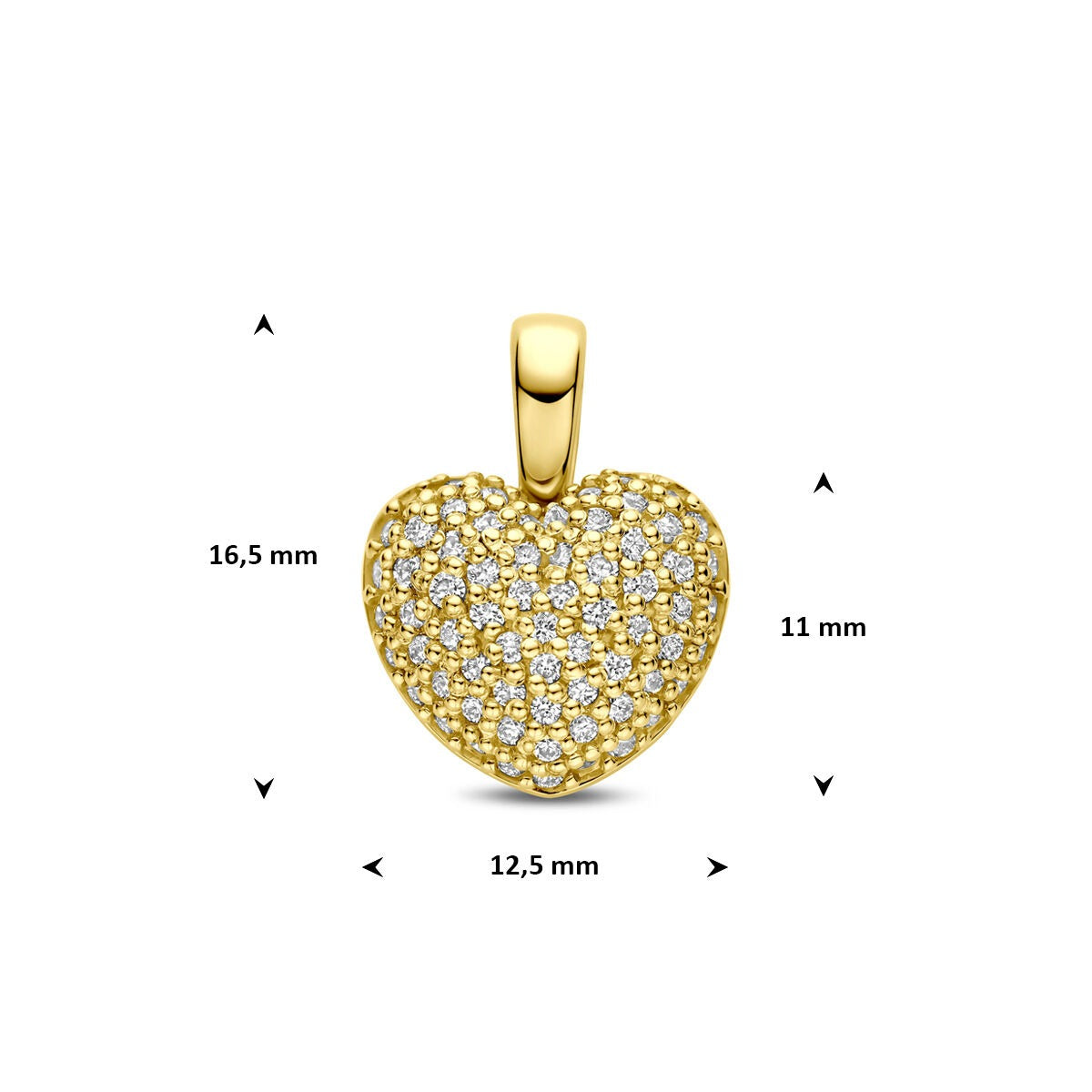 14k żółte złoto wisiorek w kształcie serca z diamentem hodowanym w laboratorium