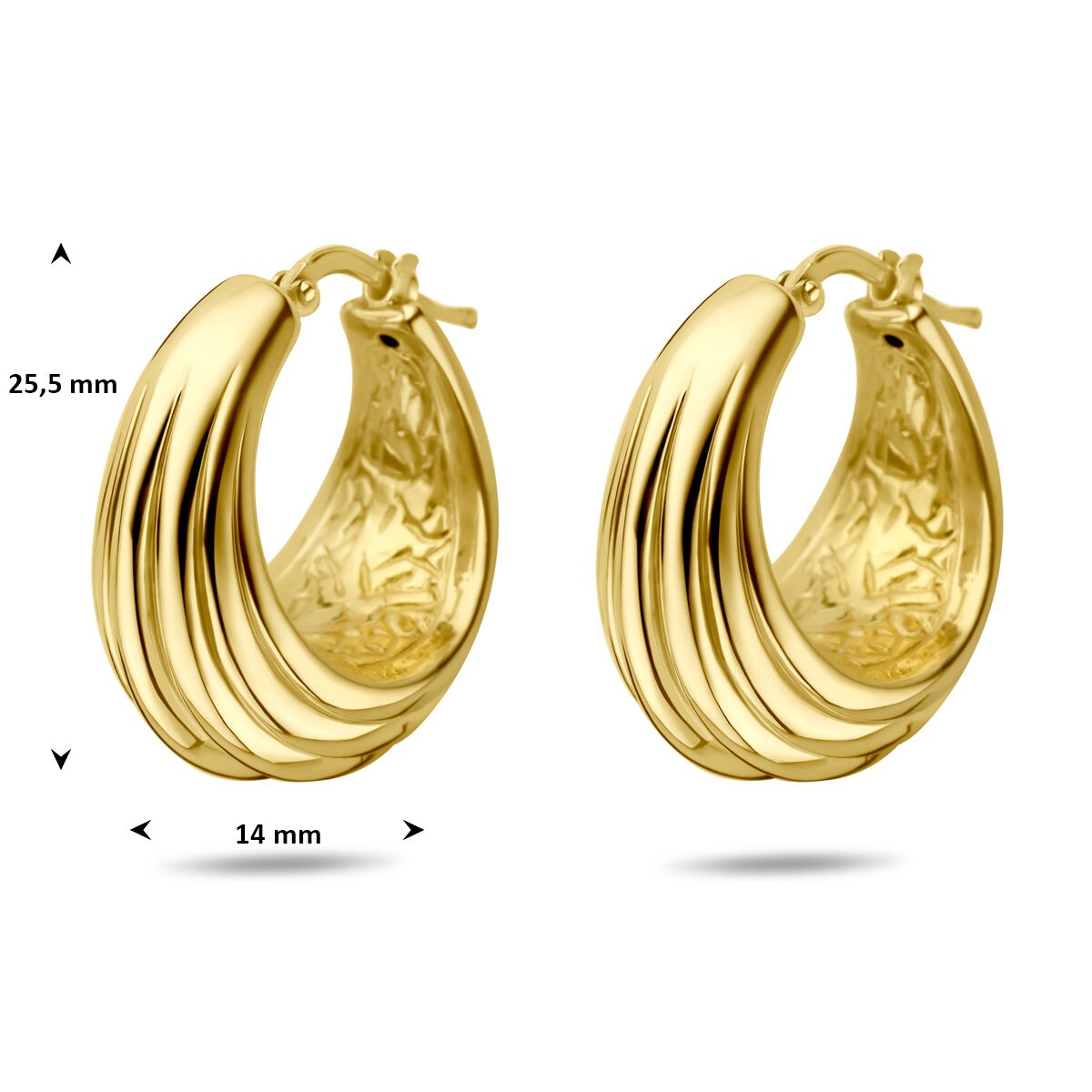 Pozłacane 925 Srebrne Kolczyki Koła 25,5 x 14 mm Damski
