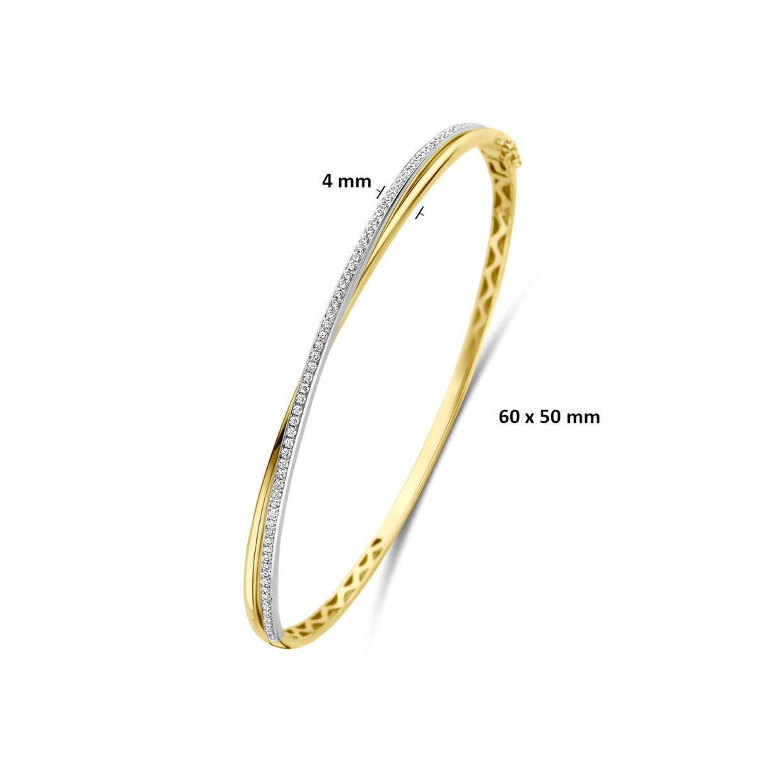 14k Bicolor gouden bangle met diamant
