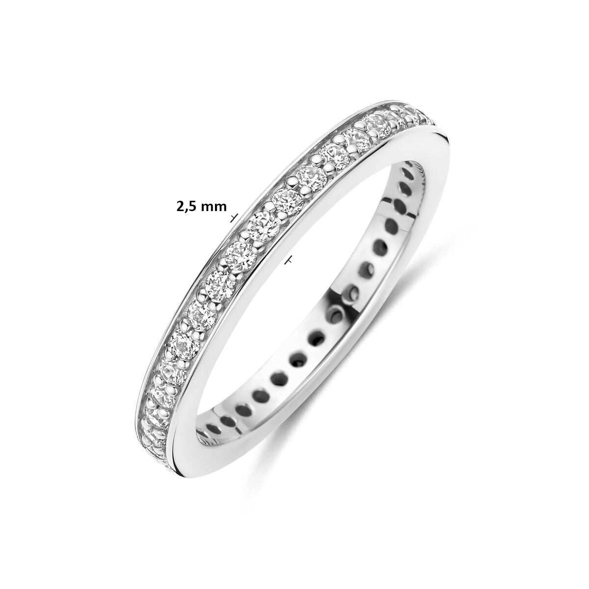 Rodowany pierścionek ze srebra 925 z cyrkonią 2.5 mm