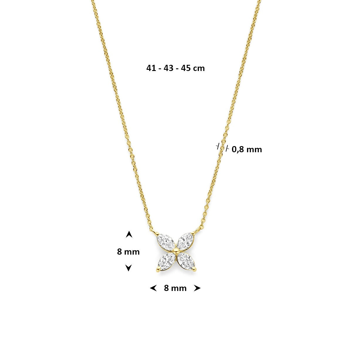 14k Żółte złoto naszyjnik z lab-grown diamentem w kształcie kwiatu