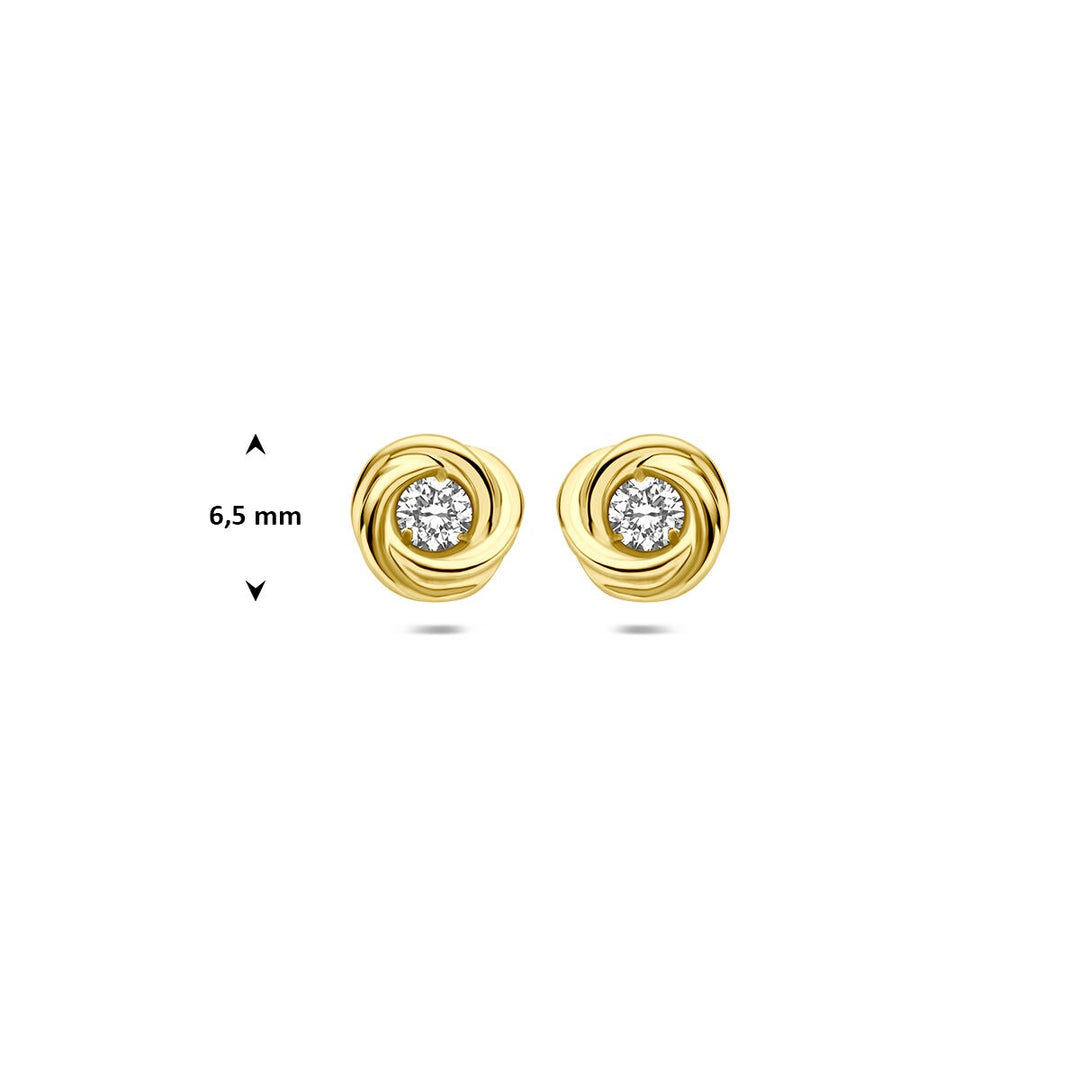 14k Geelgouden oorknoppen met lab grown diamant
