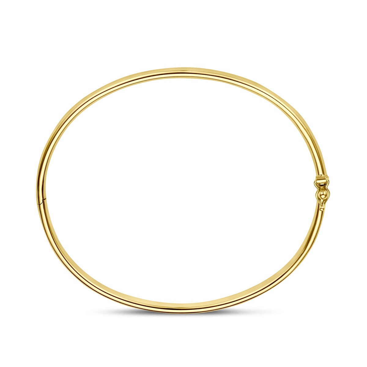 9k Żółte złoto bransoletka bangle z owalną rurką i srebrnym rdzeniem