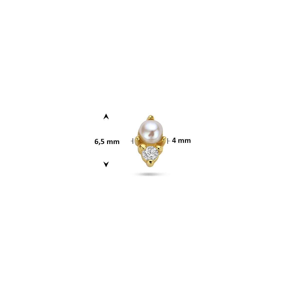 Pozłacany 925 srebrny płaski piercing z perłą i cyrkonią
