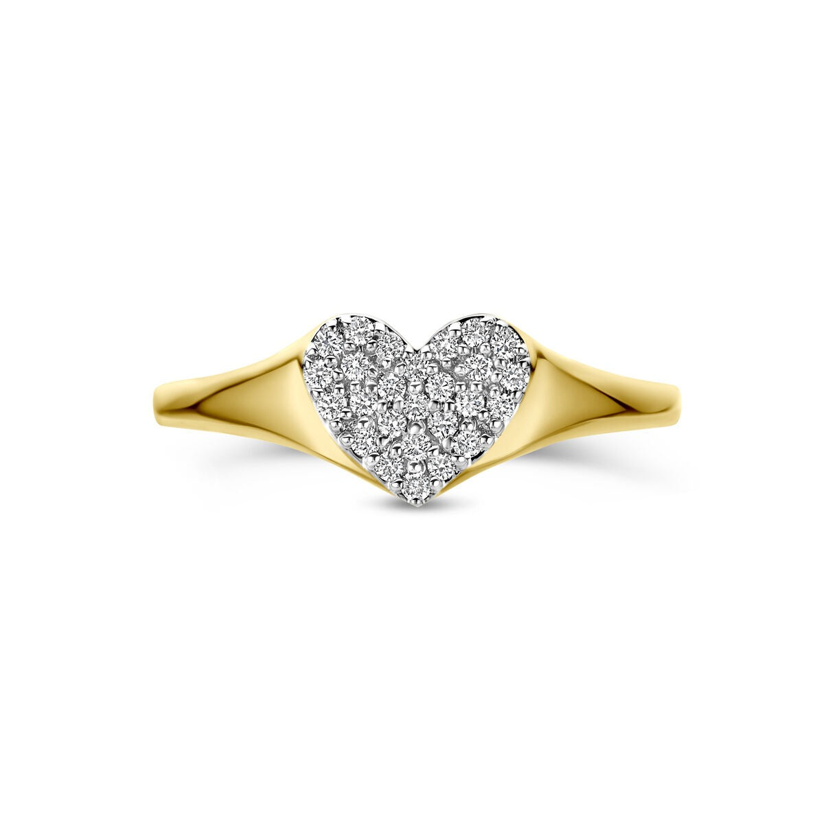 14k Żółte Złoto Pierścionek z Diamentem Hodowanym w Laboratorium 0,12 ct