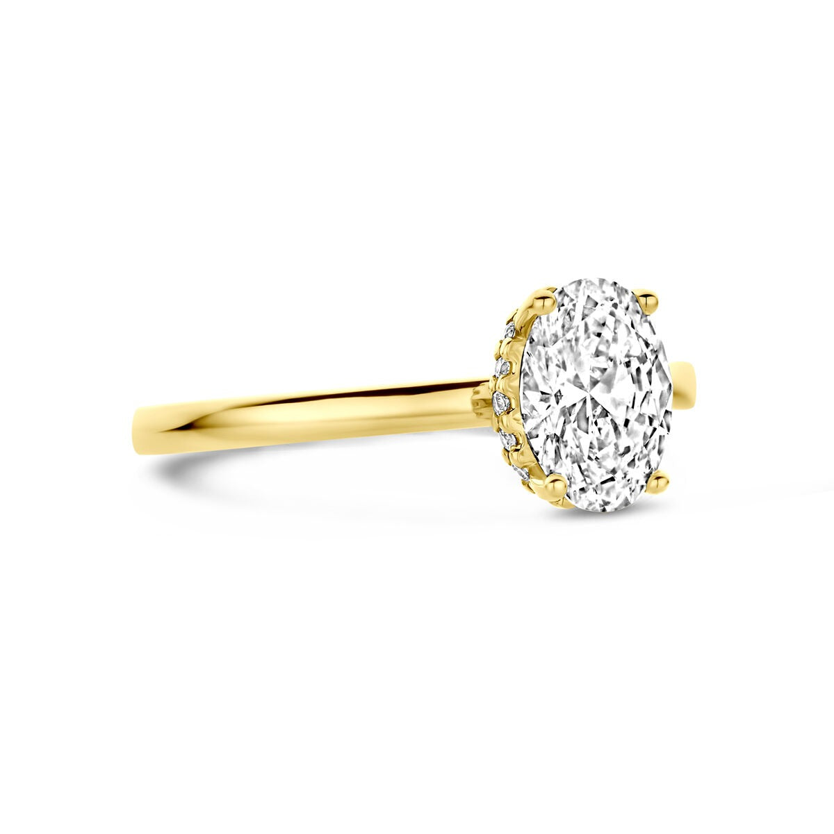 14k żółte złoto pierścionek z lab grown diamentem owalnym
