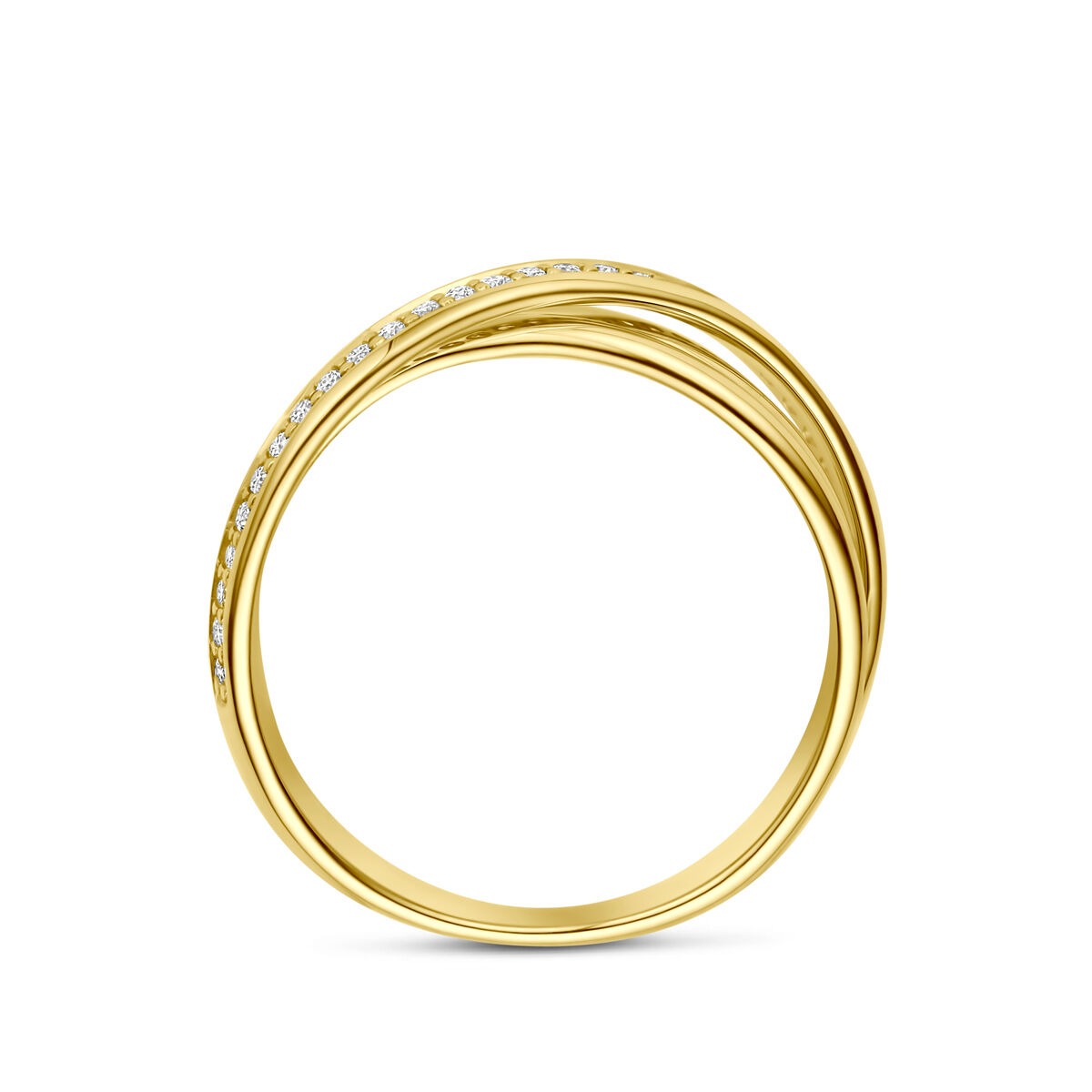 14k Żółte Złoto Pierścionek Alliance z Diamentem 0,16 ct