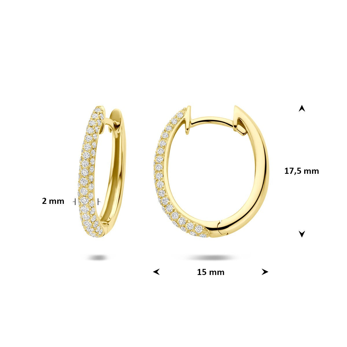 14k Złote kolczyki koła z diamentem