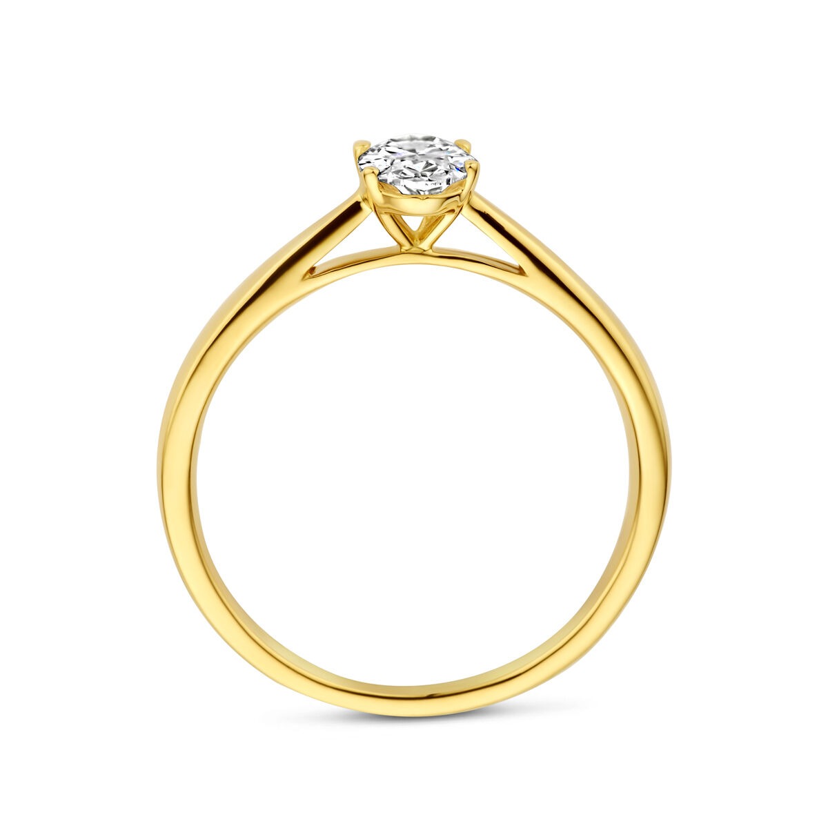 14k Żółte złoto pierścionek z diamentem hodowanym w laboratorium – owalny 0.50ct