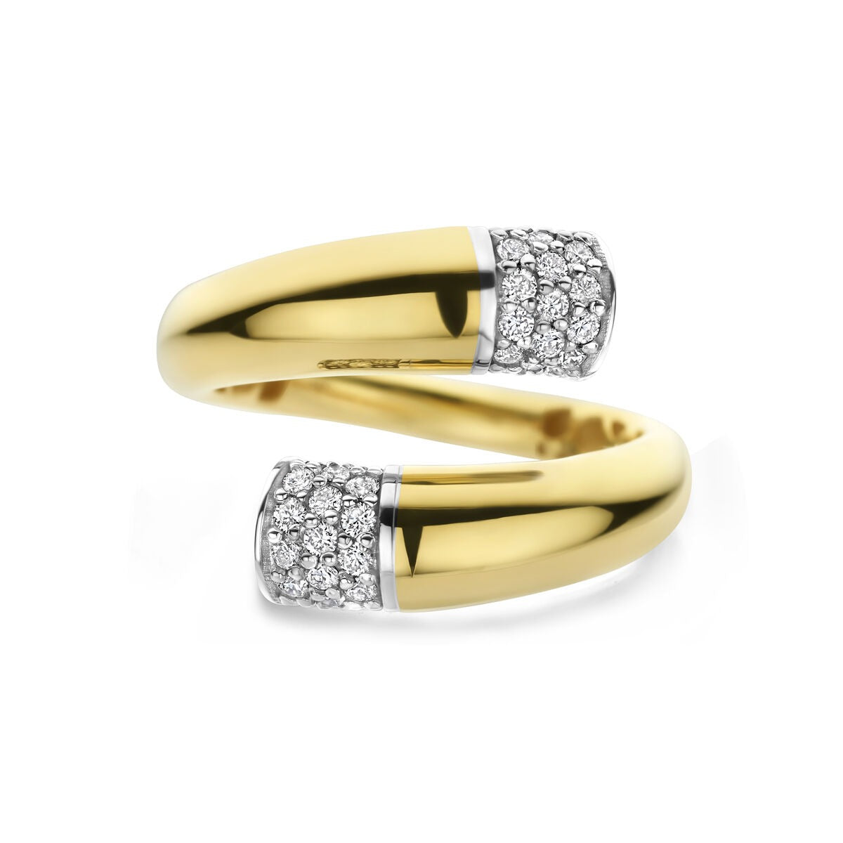 14k Bicolor damski pierścionek z diamentem – 16 mm szeroki