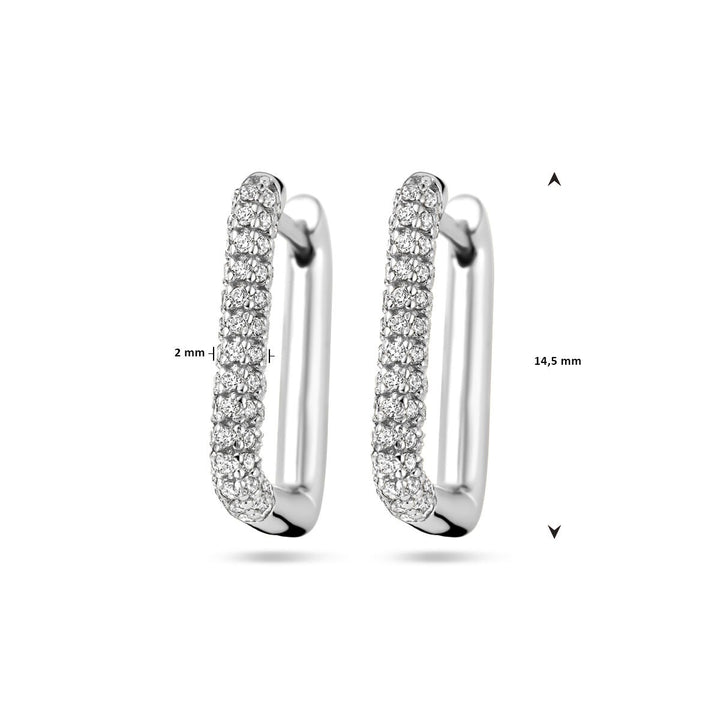 Zilveren klapoorringen met zirkonia – gerhodineerd 925 zilver