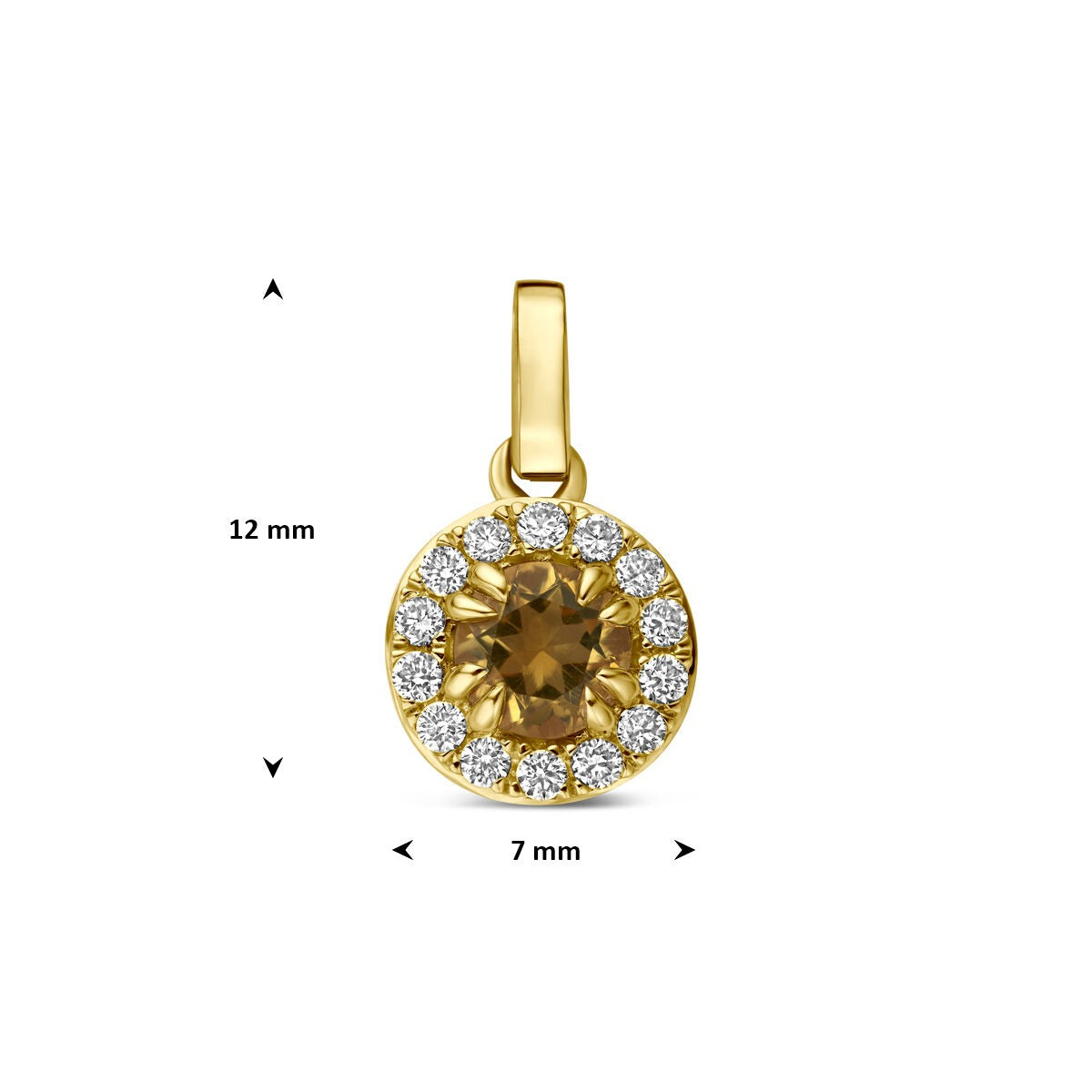 14k żółte złoto wisiorek z cytrynem i diamentem hodowanym w laboratorium