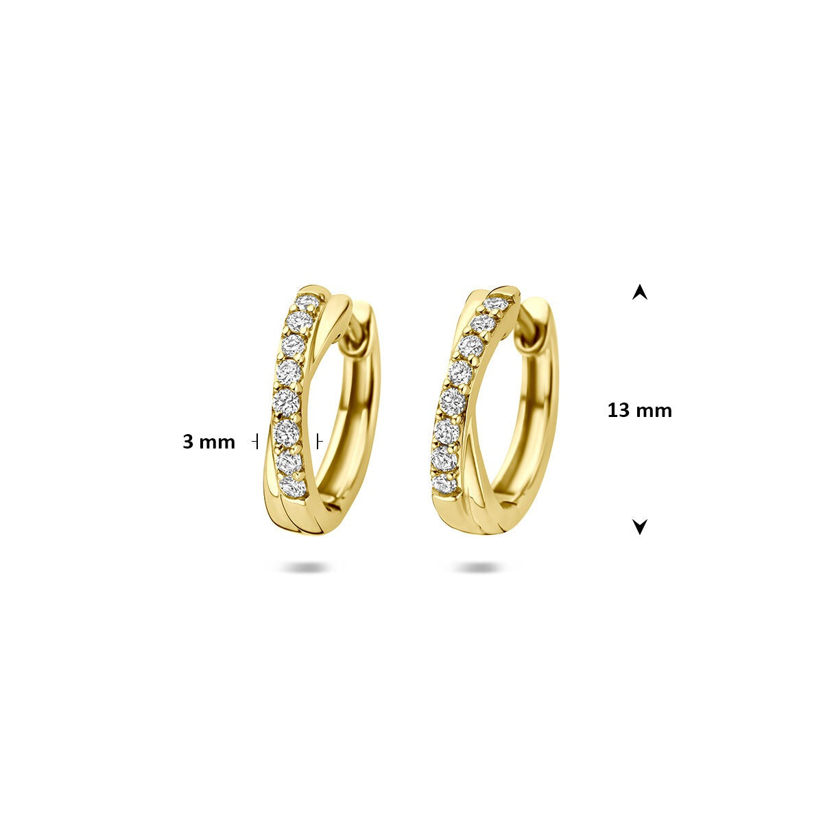 14k Żółte złoto kolczyki koła z diamentem hodowanym w laboratorium 0,20 ct