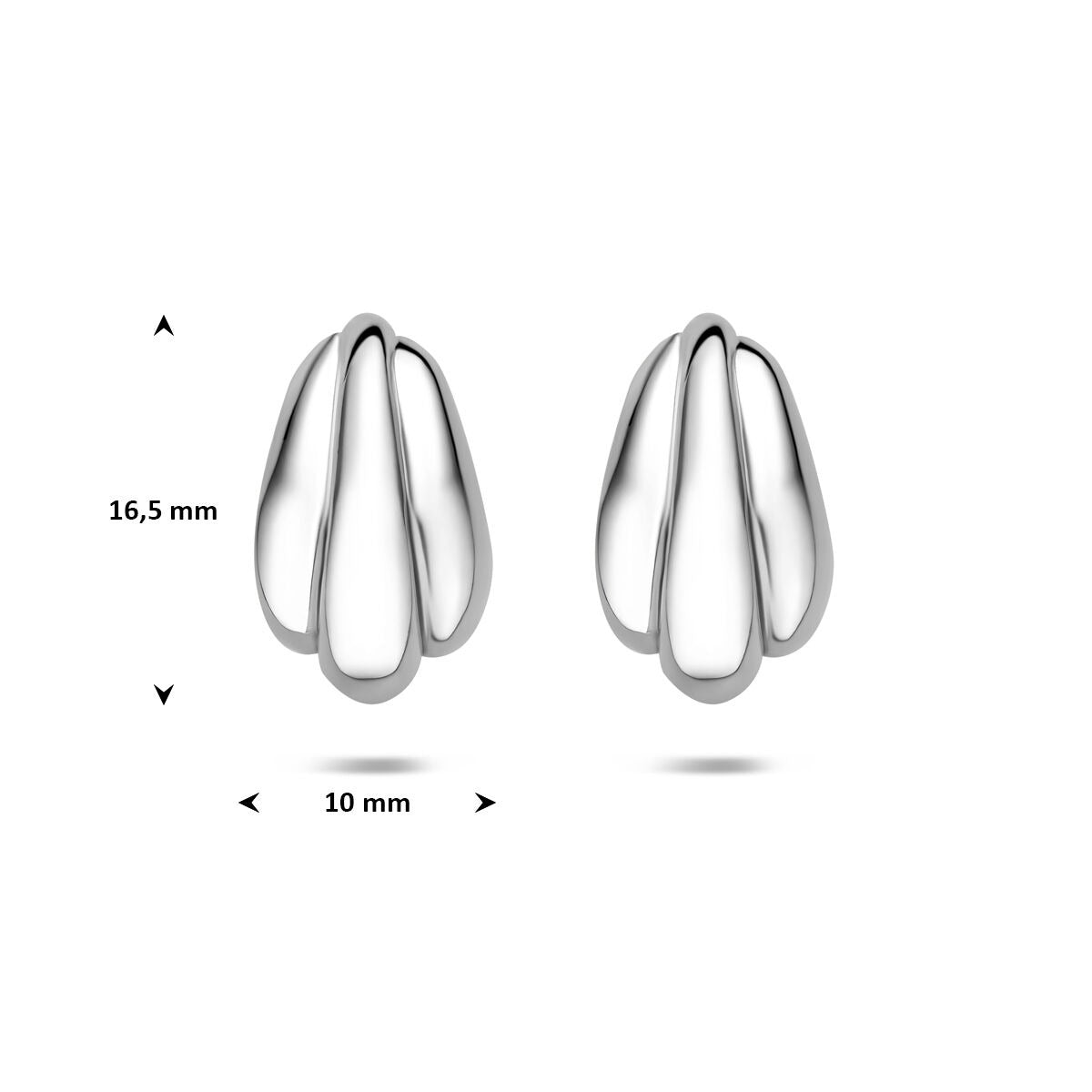 Rodowane 925 Srebrne Kolczyki Wkrętki 16,5 x 10 mm