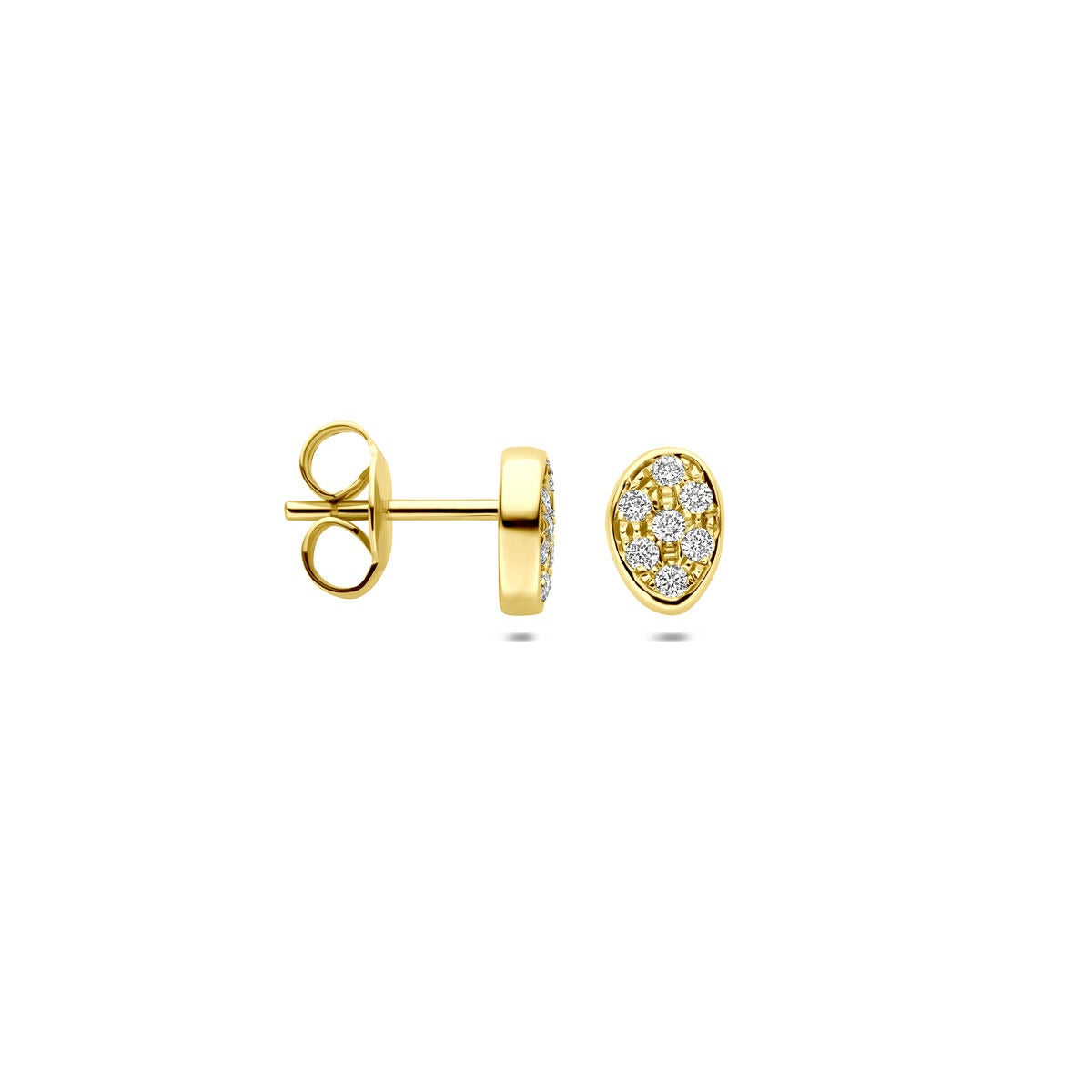 14k żółte złoto kolczyki wkrętki z diamentem osadzonym w pavé
