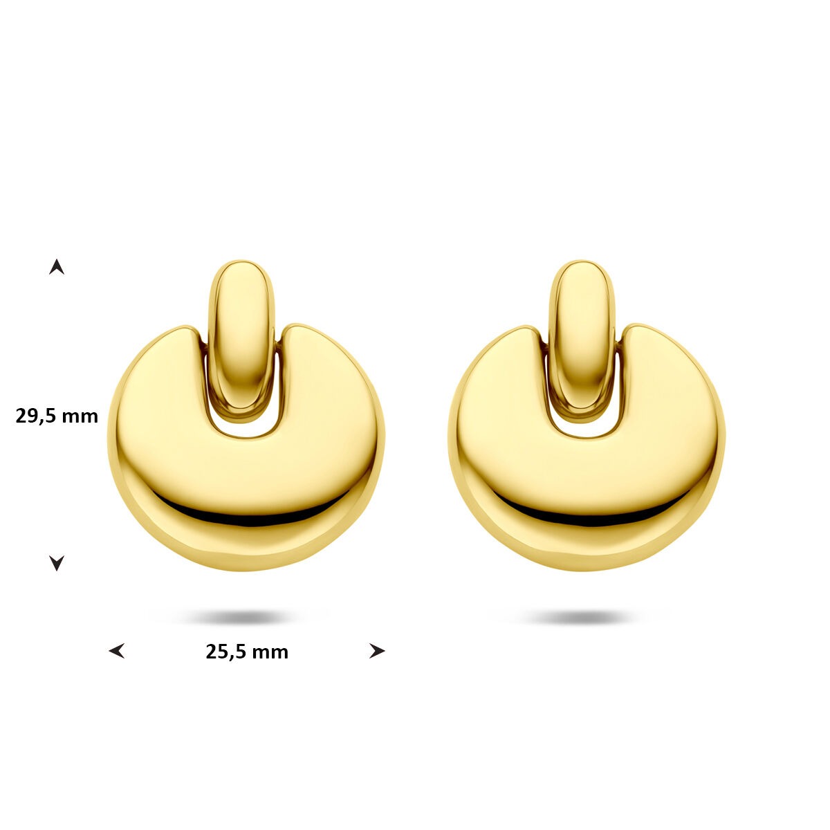 Stalowe damskie kolczyki w kolorze żółtym z powłoką ionową 29,5 mm