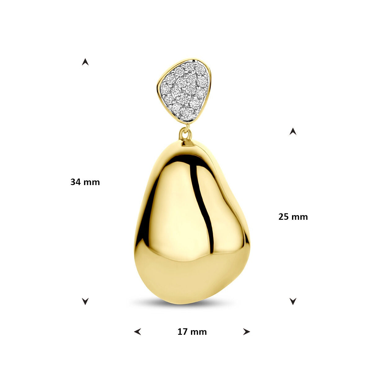 Złoty wisiorek z diamentem – 14k żółte złoto, osadzony w pavé 0.20ct h si 34 mm