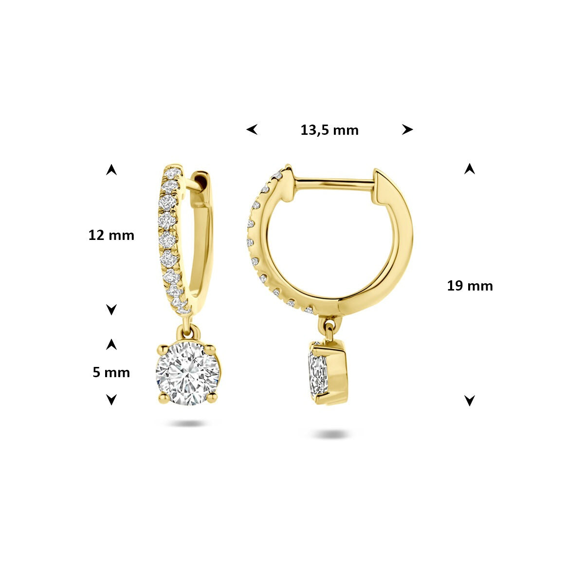 14k żółte złoto kolczyki koła z diamentem lab grown 2.48ct