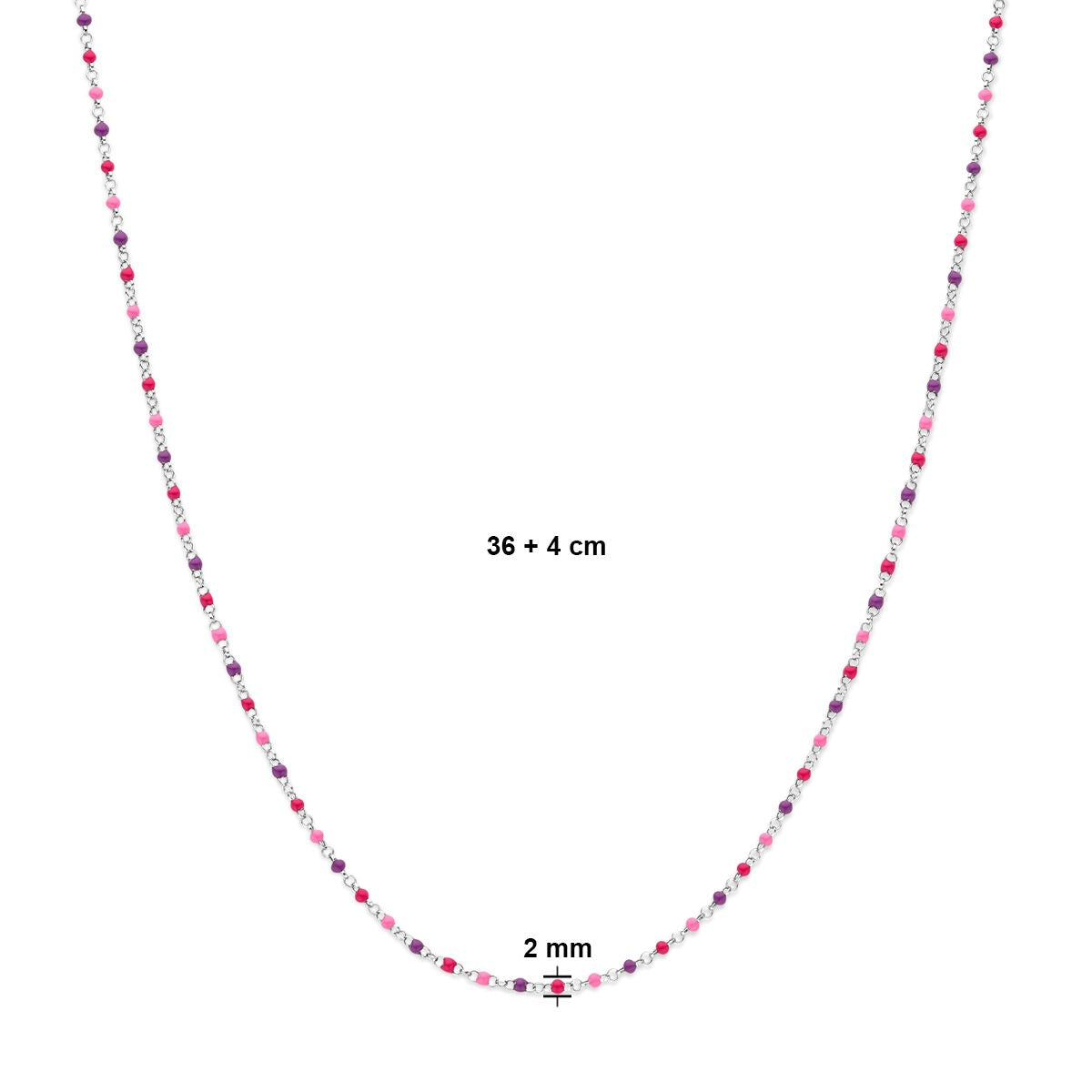 Rodowany Srebrny Naszyjnik Dziecięcy z Emaliowymi Kulkami – 36-40cm