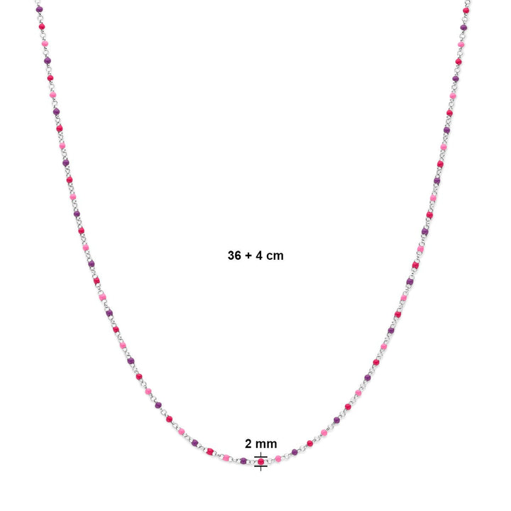 Gerhodineerd Zilveren Kindercollier met Emaille Bolletjes – 36-40cm