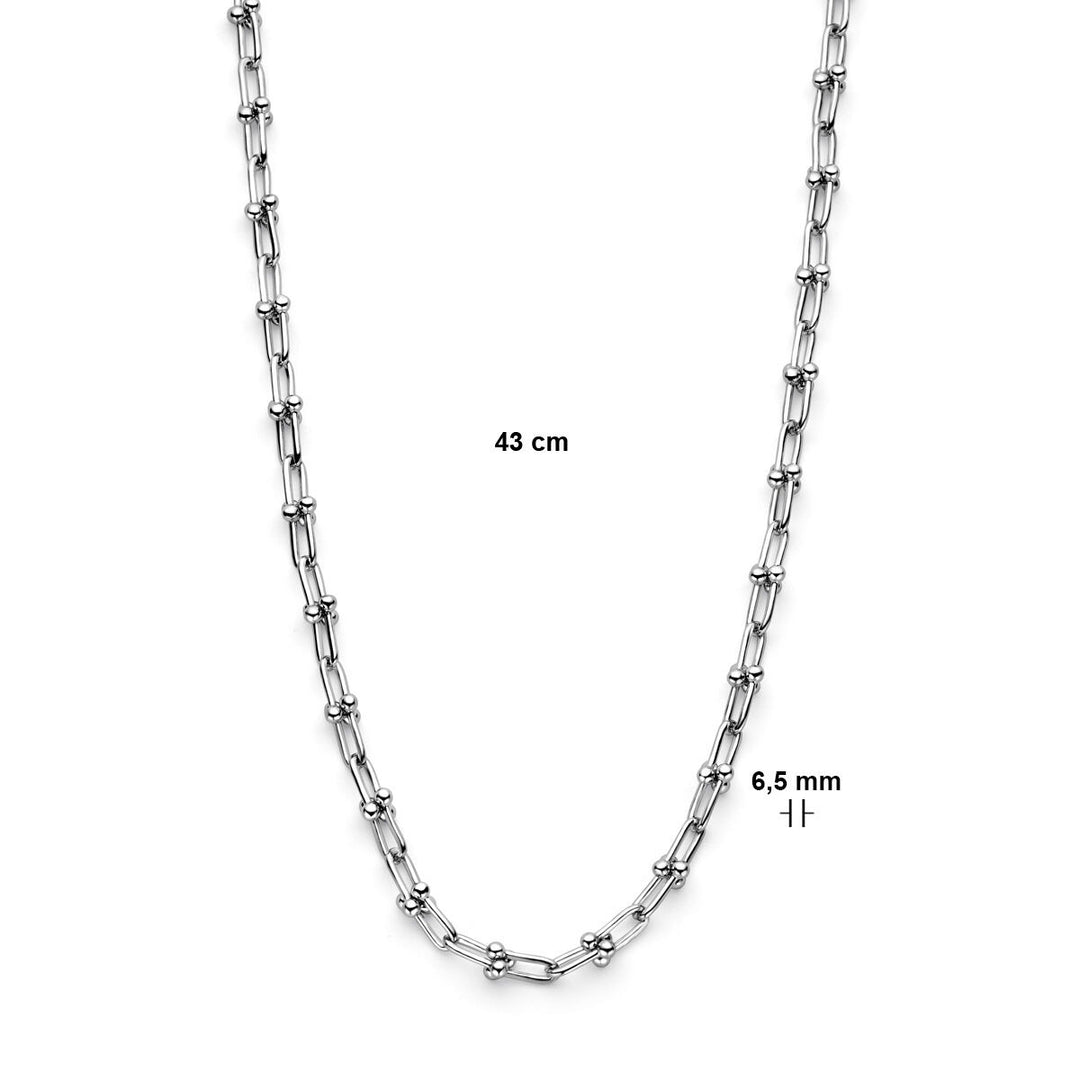 Zilveren collier met fantasie schakel – gerhodineerd 925 zilver