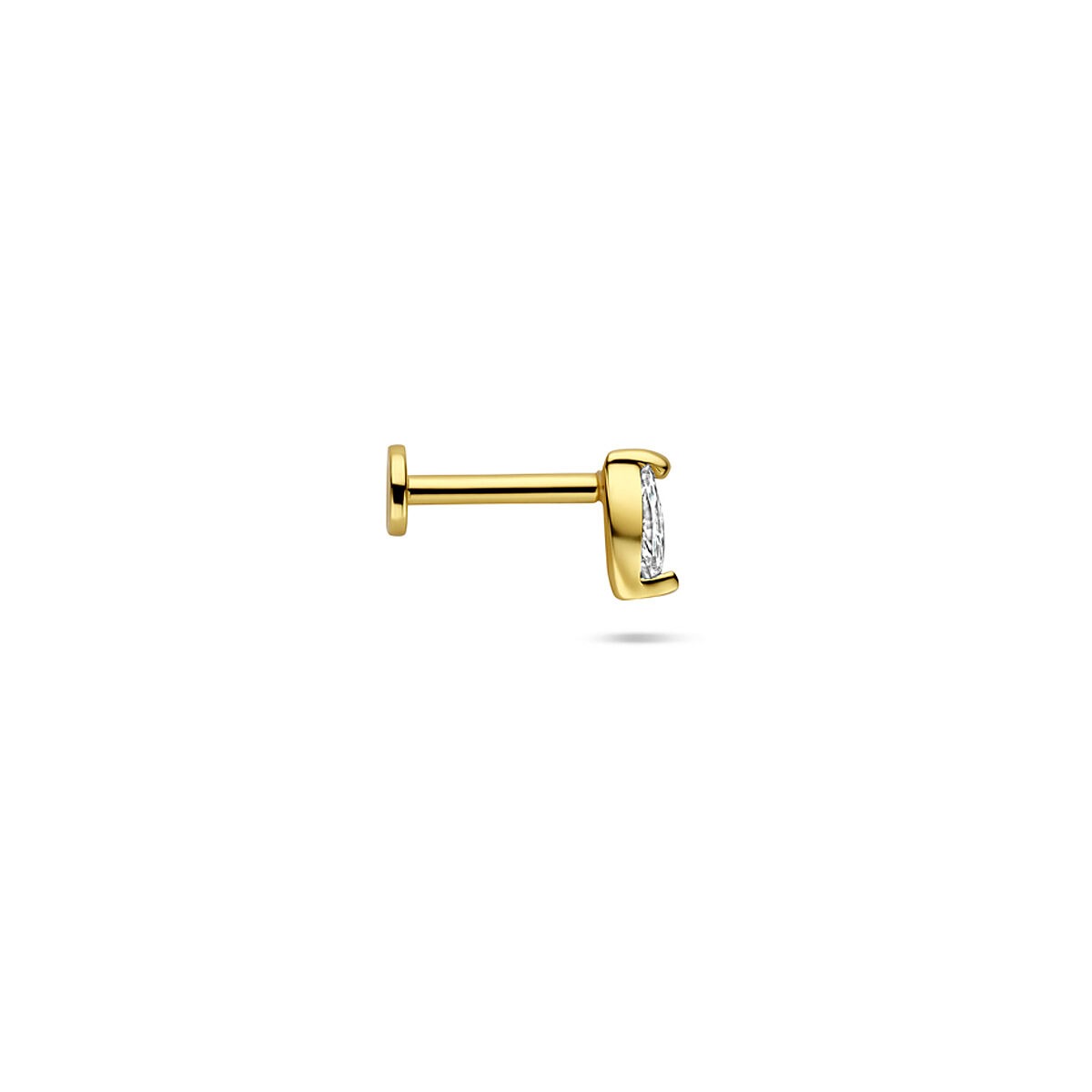 Pozłacany 925 srebrny piercing z płaskim tyłem z cyrkonią
