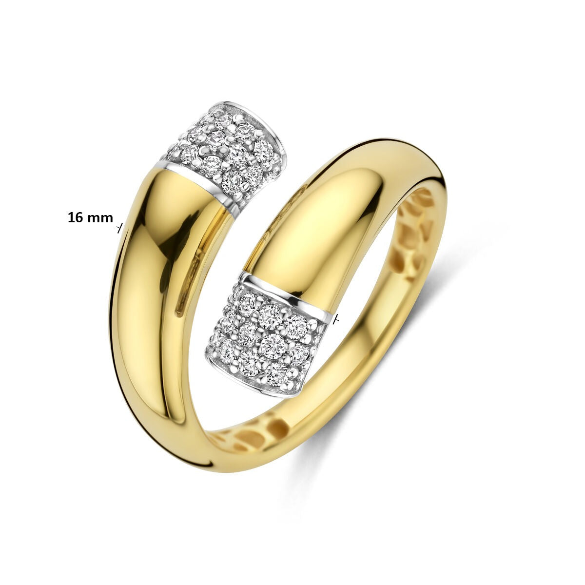 14k Bicolor damski pierścionek z diamentem – 16 mm szeroki