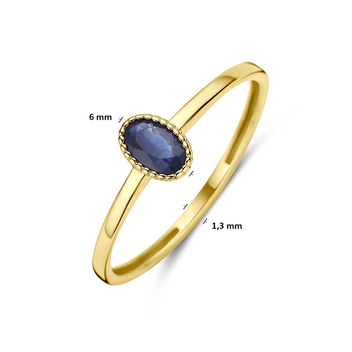 14k Geelgouden ring met saffier