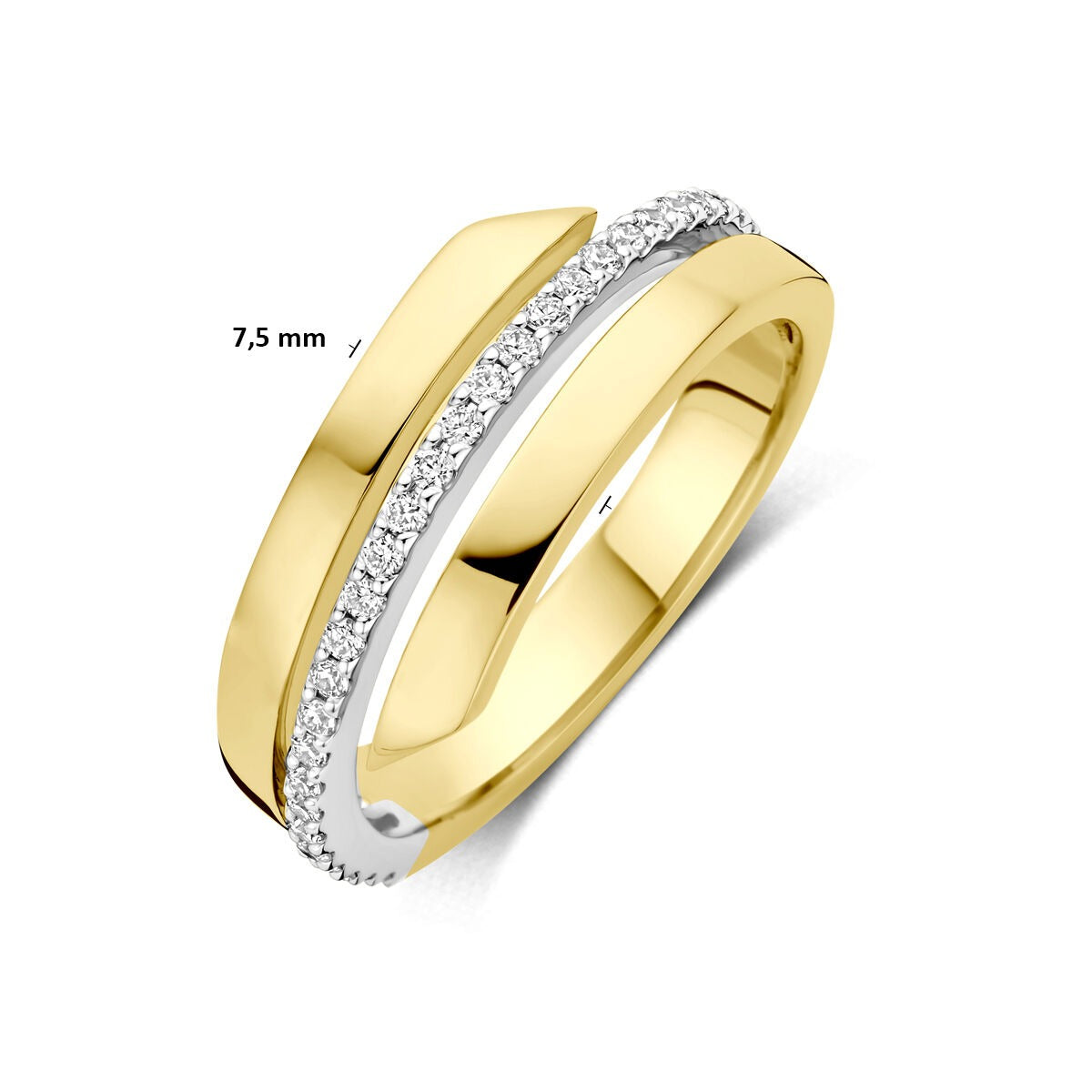 pierścionek z białego i żółtego złota z diamentem 0.21ct