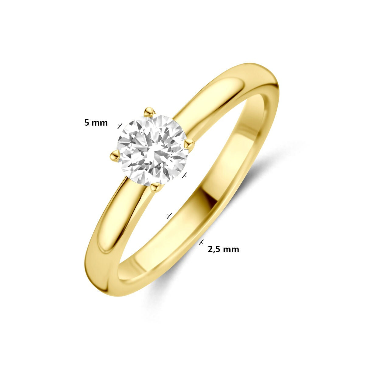 Pierścionek damski ze złota z diamentem lab grown – 14k żółte złoto