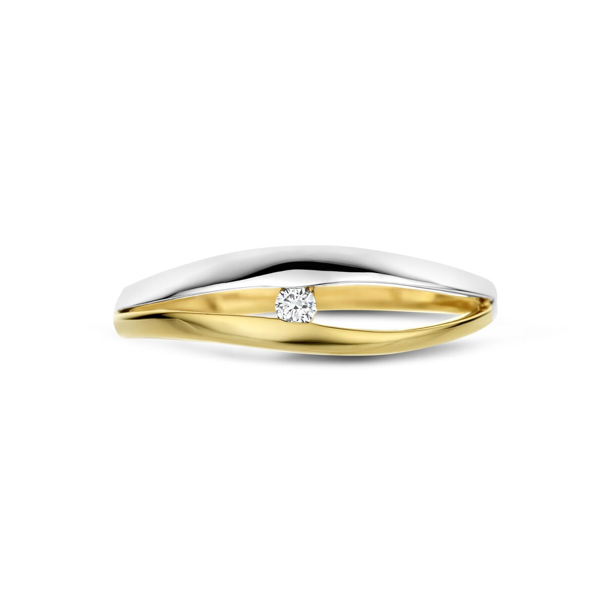 14k Bicolor damski pierścionek z diamentem hodowanym w laboratorium