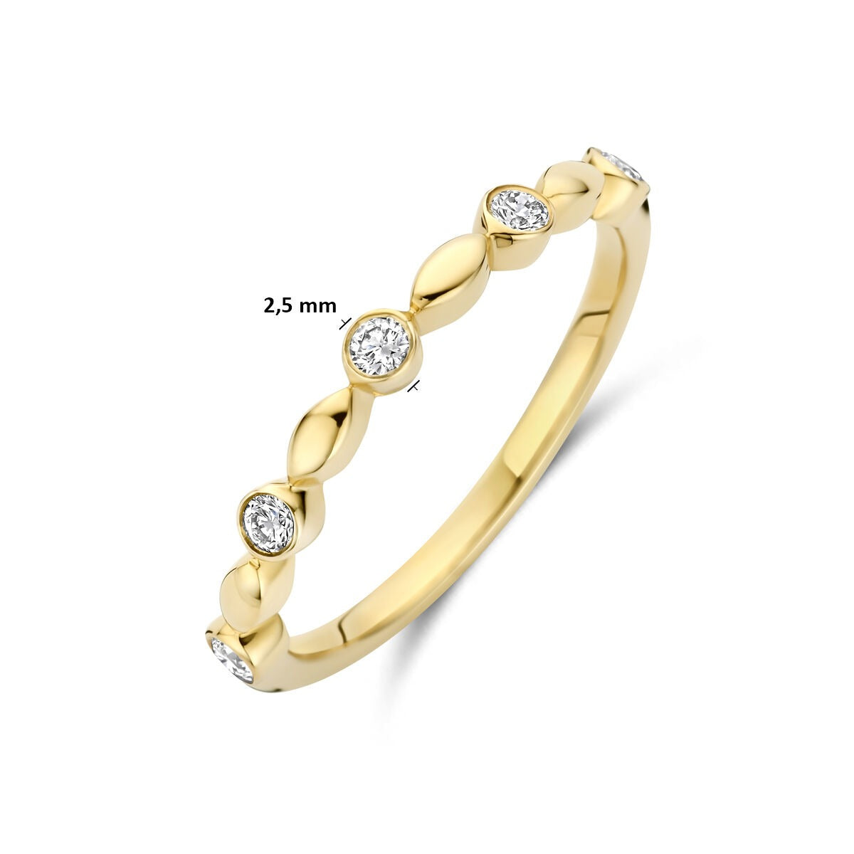 14k Żółte Złoto Pierścionek z Diamentem Hodowanym w Laboratorium 0.13 ct