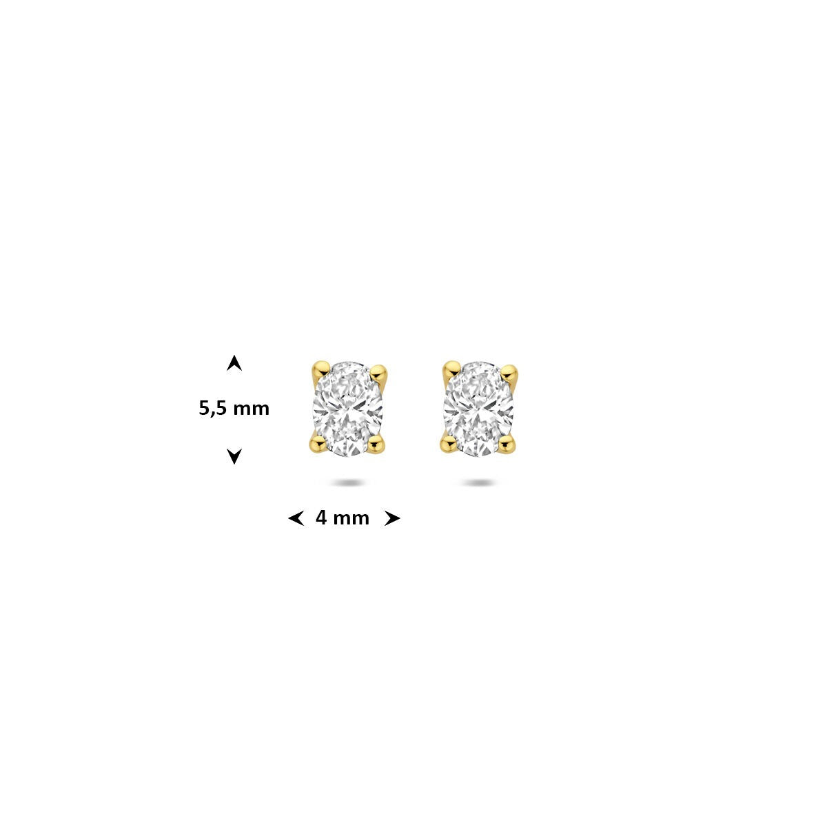 14k żółte złoto kolczyki wkrętki z diamentem hodowanym w laboratorium – owal 0.60ct