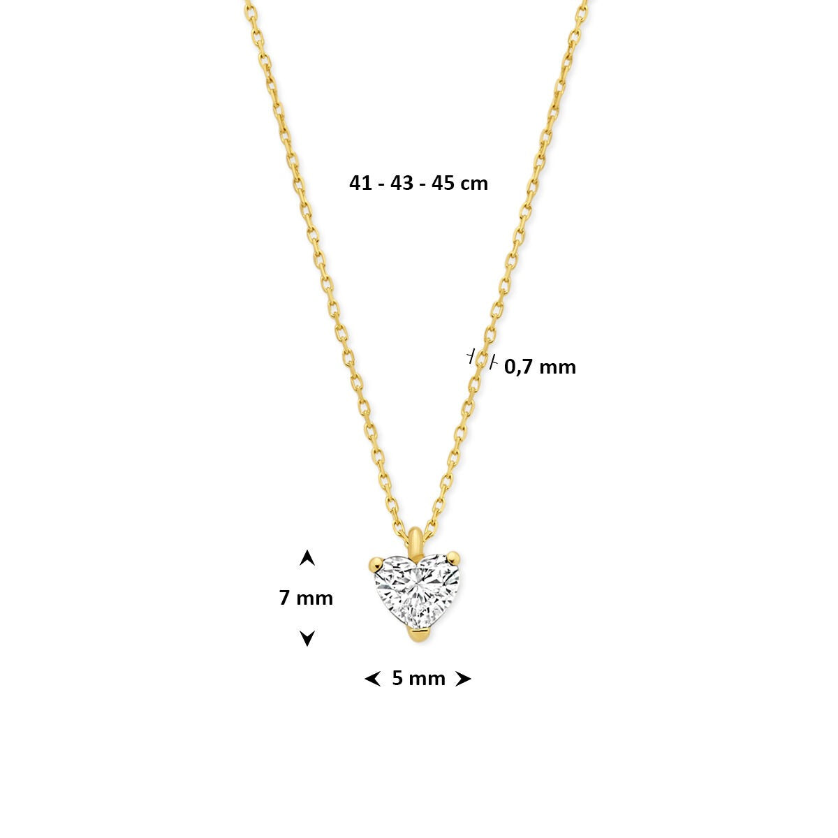14k Żółte złoto naszyjnik z sercowym diamentem lab grown 0.30ct
